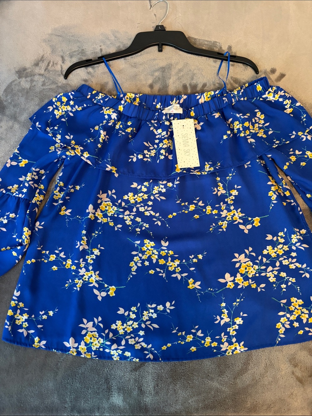 Sienna Sky Blue Floral Off-Shoulder Camisole